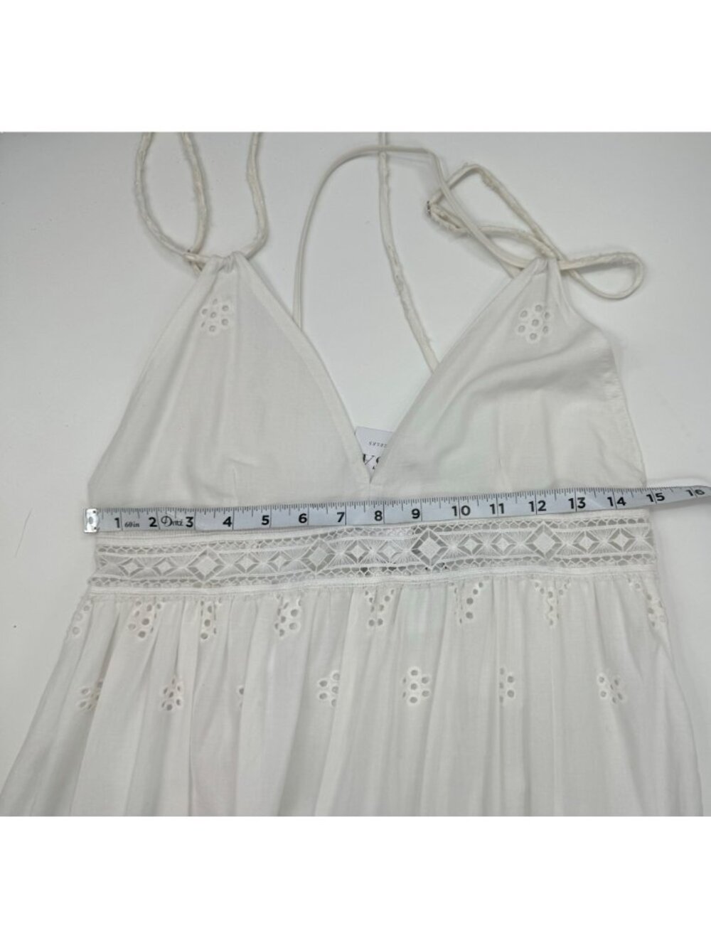 MISA Los Angeles Allegra Women's Allegra White Eyelet Lace Maxi Dress V-Neck Spa - Picture 16 of 16